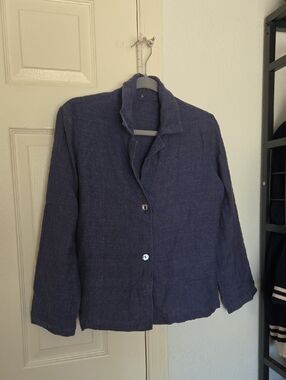 Peter Cohen Women's Blue Navy Button-Front Casual Jacket Small